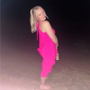 Hot pink midi length dress